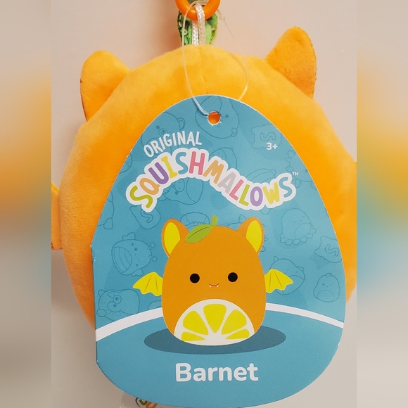 Barnet the Orange Fruit Bat Blacklight Squishmallow 3.5" Clip NWT - Picture 3 of 3